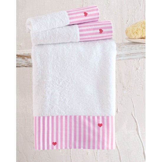 Πετσέτες Σετ Bath Collection Young Heart Σε Κουτί Cotton Rythmos 3Τεμ