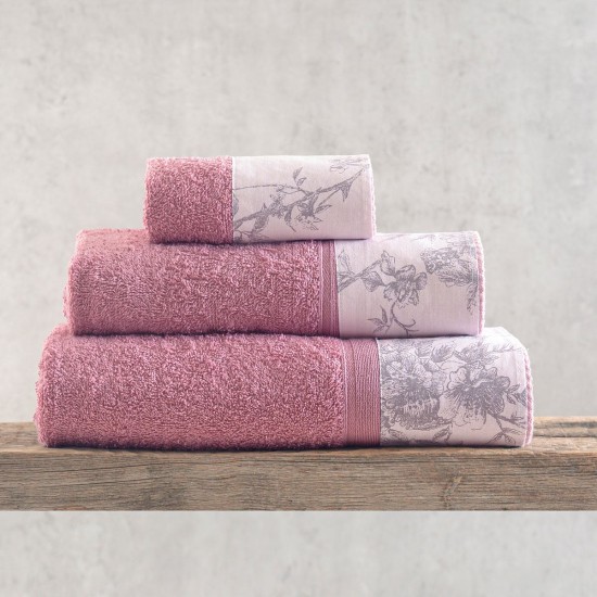 Πετσέτες Σετ Bath Collection Aurora Pomegranate-Pink Cotton Rythmos 3Τεμ