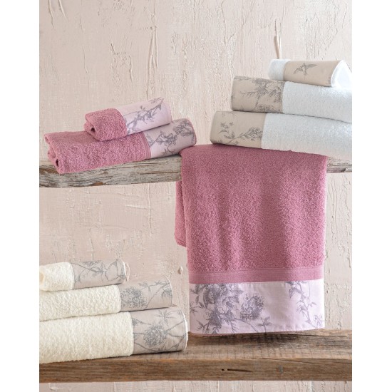 Πετσέτες Σετ Bath Collection Aurora White-Beige Cotton Rythmos 3Τεμ Πετσέτες Σετ Bath Collection Aurora White-Beige Cotton Rythmos 3Τεμ