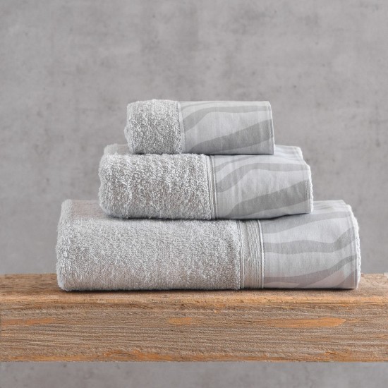 Πετσέτες Σετ Bath Eloise Grey-Grey (Σε Κουτί) Cotton Rythmos 3Τεμ
