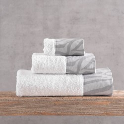 Πετσέτες Σετ Bath Trisha White-Grey Cotton Rythmos 3Τεμ