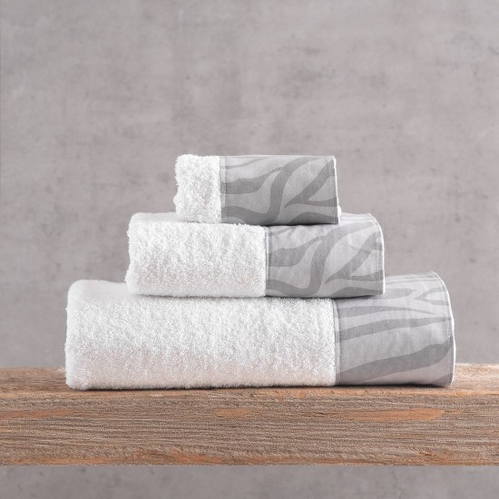 Πετσέτες Σετ Bath Trisha White-Grey Cotton Rythmos 3Τεμ