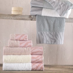 Πετσέτες Σετ Bath Trisha White-Grey Cotton Rythmos 3Τεμ