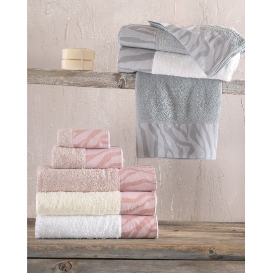 Πετσέτες Σετ Bath Trisha White-Grey Cotton Rythmos 3Τεμ