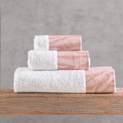Πετσέτες Σετ Bath Trisha White-Pink Cotton Rythmos 3Τεμ