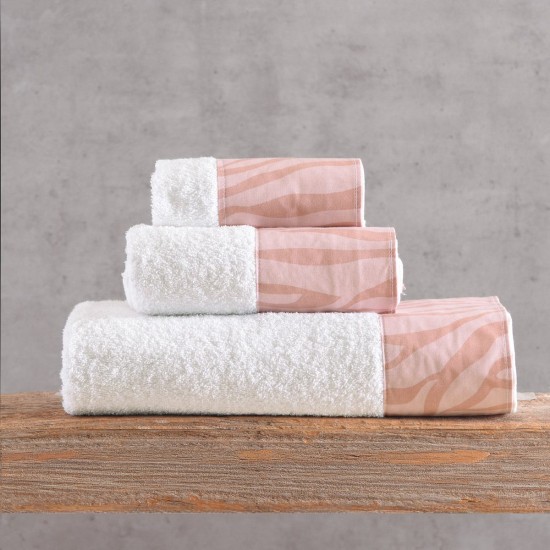 Πετσέτες Σετ Bath Eloise White-Pink (Σε Κουτί) Cotton Rythmos 3Τεμ