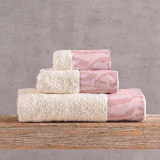 Πετσέτες Σετ Bath Eloise Ecru-Pink (Σε Κουτί) Cotton Rythmos 3Τεμ