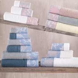 Πετσέτες Σετ Bath Candince Ecru-Pink Cotton Rythmos 3Τεμ