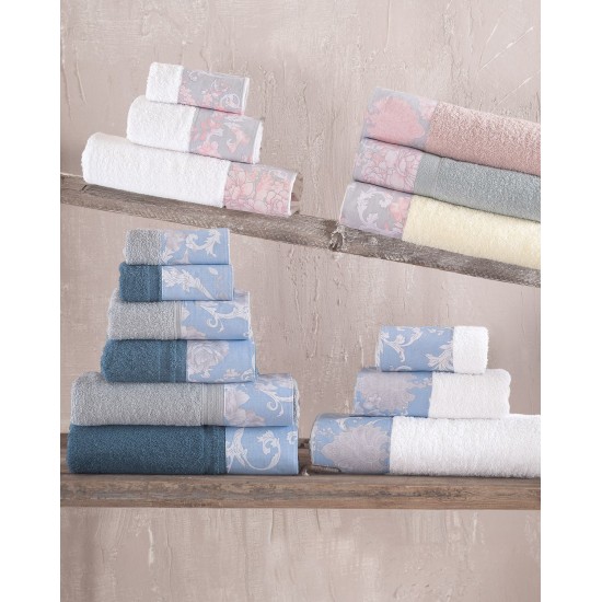 Πετσέτες Σετ Bath Candince White-Blue Cotton Rythmos 3Τεμ