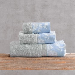 Πετσέτες Σετ Bath Candince Grey-Blue Cotton Rythmos 3Τεμ