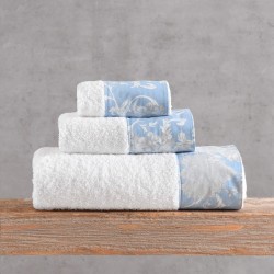 Πετσέτες Σετ Bath Candince White-Blue Cotton Rythmos 3Τεμ