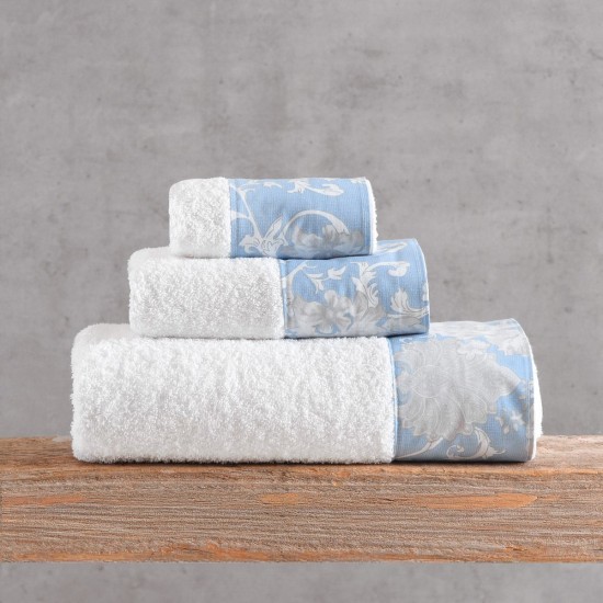 Πετσέτες Σετ Bath Candince White-Blue Cotton Rythmos 3Τεμ