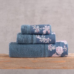 Πετσέτες Σετ Bath Springtime Denim-D.Blue Cotton Rythmos 3Τεμ
