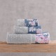 Πετσέτες Σετ Bath Springtime Grey-D.Blue Cotton Rythmos 3Τεμ