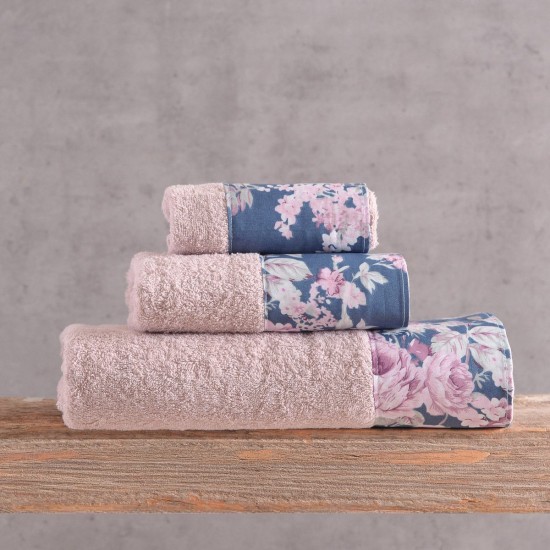 Πετσέτες Σετ Bath Springtime Powder-D.Blue Cotton Rythmos 3Τεμ