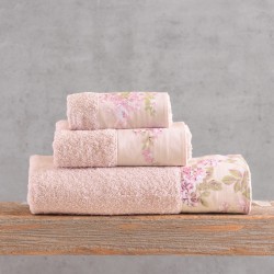 Πετσέτες Σετ Bath Springtime Powder-Pink Cotton Rythmos 3Τεμ