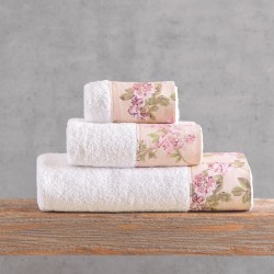 Πετσέτες Σετ Bath Springtime White-Pink Cotton Rythmos 3Τεμ
