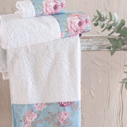Πετσέτες Σετ Bath Springtime White-Green Cotton Rythmos 3Τεμ