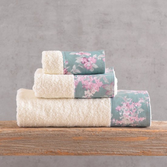 Πετσέτες Σετ Bath Springtime Ecru-Green Cotton Rythmos 3Τεμ