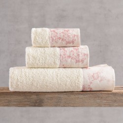 Πετσέτες Σετ Bath Gardenia Pink Cotton Rythmos 3Τεμ