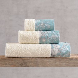 Πετσέτες Σετ Bath Camelia Ecru-L.Blue Cotton Rythmos 3Τεμ Πετσέτες Σετ Bath Camelia Ecru-L.Blue Cotton Rythmos 3Τεμ