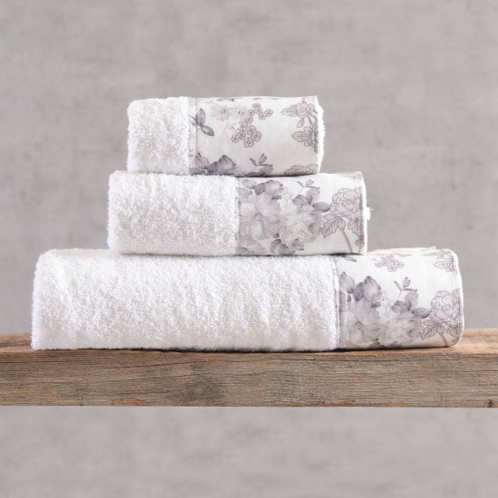 Πετσέτες Σετ Bath Camelia White-White Cotton (Σε Κουτί) Rythmos 3Τεμ