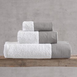 Πετσέτες Σετ Bath Sand White - Grey Cotton Rythmos 3Τεμ