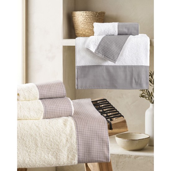 Πετσέτες Σετ Bath Sand Ecru - Beige Cotton (Σε Κουτί) Rythmos 3Τεμ