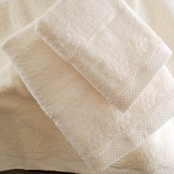 Πετσέτες Νυφικές Με Δαντέλα Σετ Wedding Collection Helga Ecru Cotton Rythmos 3Τεμ