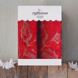 Πετσέτες Χριστουγεννιάτικες Σετ Christmas Terry Gift 03 Γκι Red-Red Cotton Rythmos (30x50) 2Τεμ