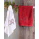 Πετσέτες Χριστουγεννιάτικες Σετ Christmas Terry Gift 03 Γκι Red-White Cotton Rythmos (30x50) 2Τεμ