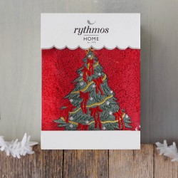 Πετσέτα Χριστουγεννιάτικη Christmas Terry Gift 02 Έλατο Red Cotton Rythmos (50x90) 1Τεμ