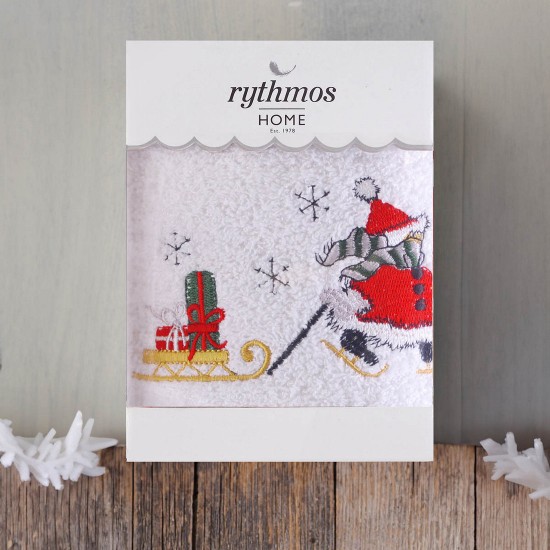 Πετσέτα Χριστουγεννιάτικη Christmas Terry Gift 04 Χιονάθρωπος White Cotton Rythmos (50x90) 1Τεμ