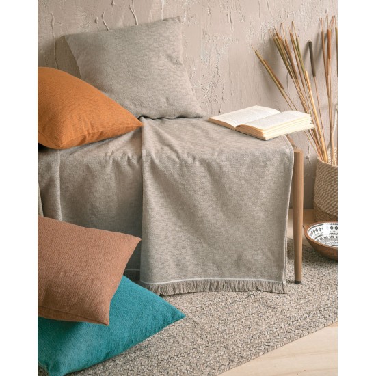 Ριχτάρι Τριθέσιου Living Room Ermis Beige Jacquard Rythmos (180x280) 1Τεμ