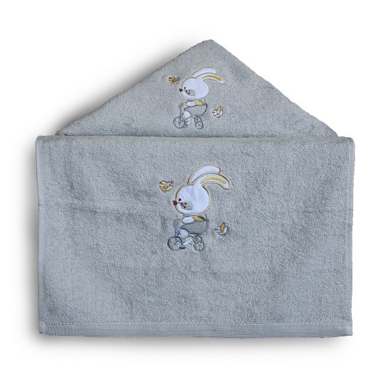 Πετσέτες Βρεφικές Με Κέντημα Σετ Bebe Bike Silver Cotton Sb Concept 2Τεμ