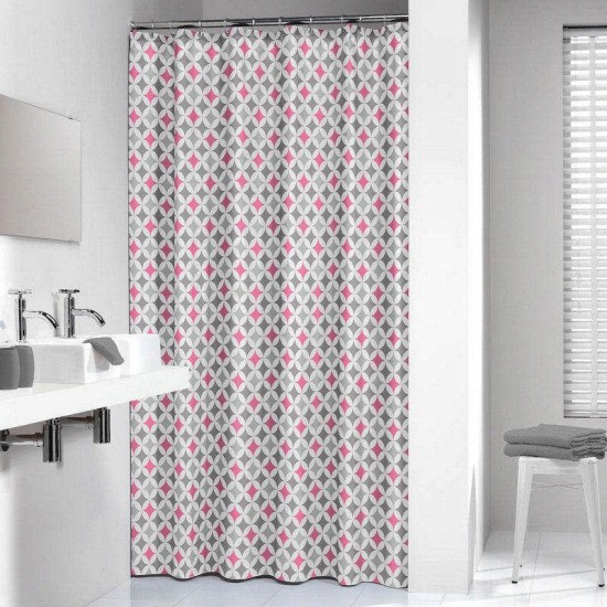 Κουρτίνα Μπάνιου Υφασμάτινη Diamonds Pink Sealskin (180x200) 1Τεμ