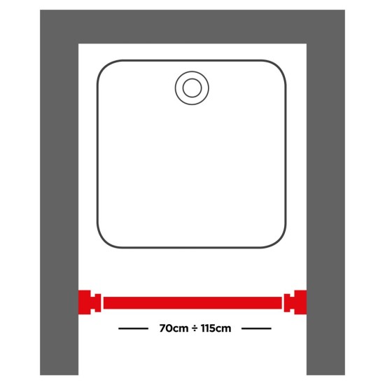Βραχίονας Μπάνιου Πτυσσόμενος Φ20mm Telescopic Chrome Sealskin (70-115) 1Τεμ