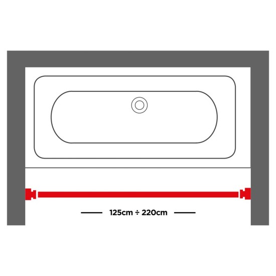 Βραχίονας Μπάνιου Πτυσσόμενος Φ28mm Telescopic Chrome Sealskin (125-220) 1Τεμ