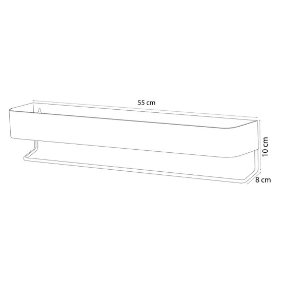 Ραφιέρα Με Πετσετοκρεμάστρα Brix Shelf Large Black Sealskin (55x10x8) 1Τεμ