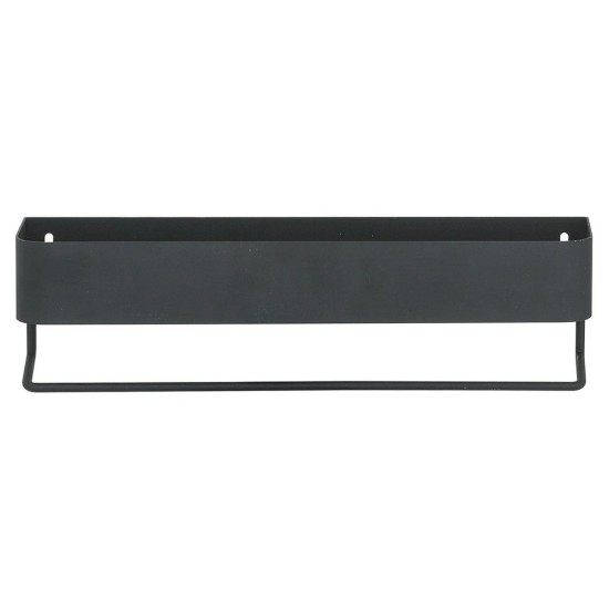 Ραφιέρα Με Πετσετοκρεμάστρα Accessories Brix Shelf Black Sealskin (8x35x10) 1Τεμ