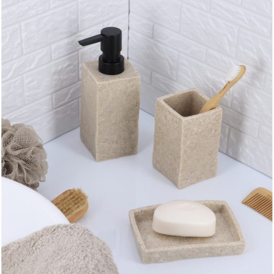 Δοχείο Κρεμοσάπουνου Polyresin Beige MRShome (60 Μήκος x 170 Ύψος x 60 Πλάτος) 1Τεμ