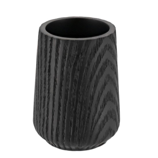 Ποτήρι Οδοντόβουρτσας Polyresin Black 4662L04 MRShome (80 Μήκος x 110 Ύψος x 80 Πλάτος) 1Τεμ