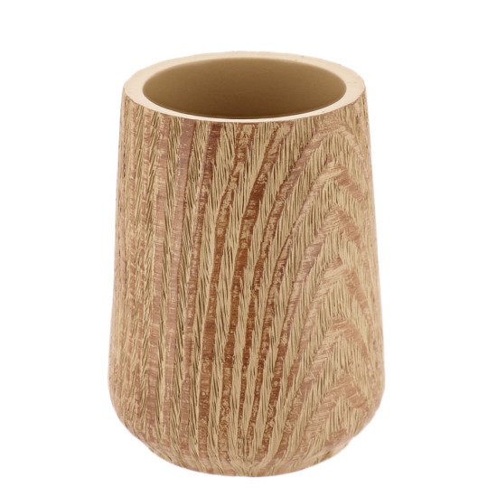 Ποτήρι Οδοντόβουρτσας Polyresin Beige 4659L05 MRShome (80 Μήκος x 110 Ύψος x 80 Πλάτος) 1Τεμ