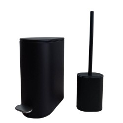 Κάδος Απορριμμάτων & Πιγκάλ Σετ Black Οβάλ 5L Μεταλλικός Soft Close MRShome (300 Μήκος x 265 Ύψος x 140 Πλάτος) 2Τεμ