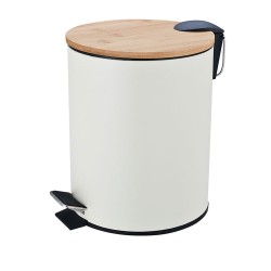 Κάδος Απορριμμάτων Οβάλ Μεταλλικός Ivory 5L Με Μπαμπού Καπάκι Soft Close MRShome (205 Μήκος x 260 Ύψος x 230 Πλάτος) 1Τεμ