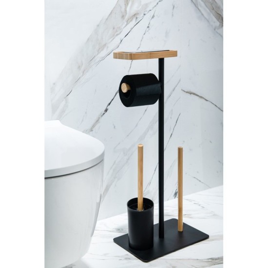 Σταντ Χαρτί Υγείας & Πιγκάλ 02071795 Ατσάλι Black Με Bamboo AWD (30x20x67.5cm) 1Τεμ