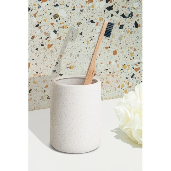 Ποτήρι Οδοντόβουρτσας 02191913 Bonita Stoneware White 360ml AWD (Φ7.8x11.8cm) 1Τεμ