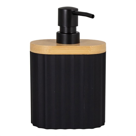 Dispenser Δοχείο Κρεμοσάπουνου 02192071 Belinda (Πλαστικό-Μπαμπού Black-Φυσικό) 450ml AWD (110 Μήκος x 170 Ύψος x 63 Πλάτος) 1Τεμ