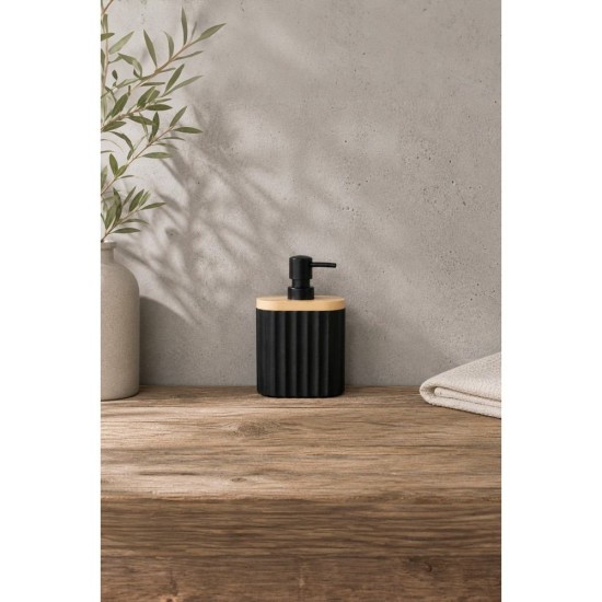 Dispenser Δοχείο Κρεμοσάπουνου 02192071 Belinda (Πλαστικό-Μπαμπού Black-Φυσικό) 450ml AWD (110 Μήκος x 170 Ύψος x 63 Πλάτος) 1Τεμ