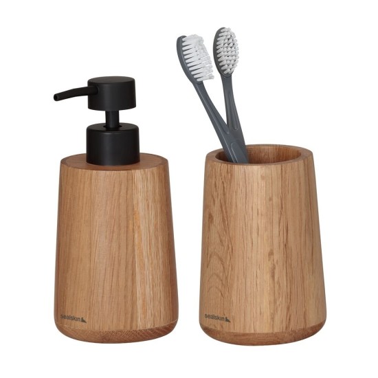 Αξεσουάρ Μπάνιου Σετ Earth Soap Dispenser & Cup Bathroom Oak Sealskin 2Τεμ